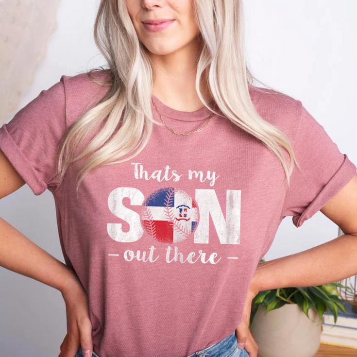Thats My Son Out There For a Dominican Baseball Mom Women's Heather T-Shirt