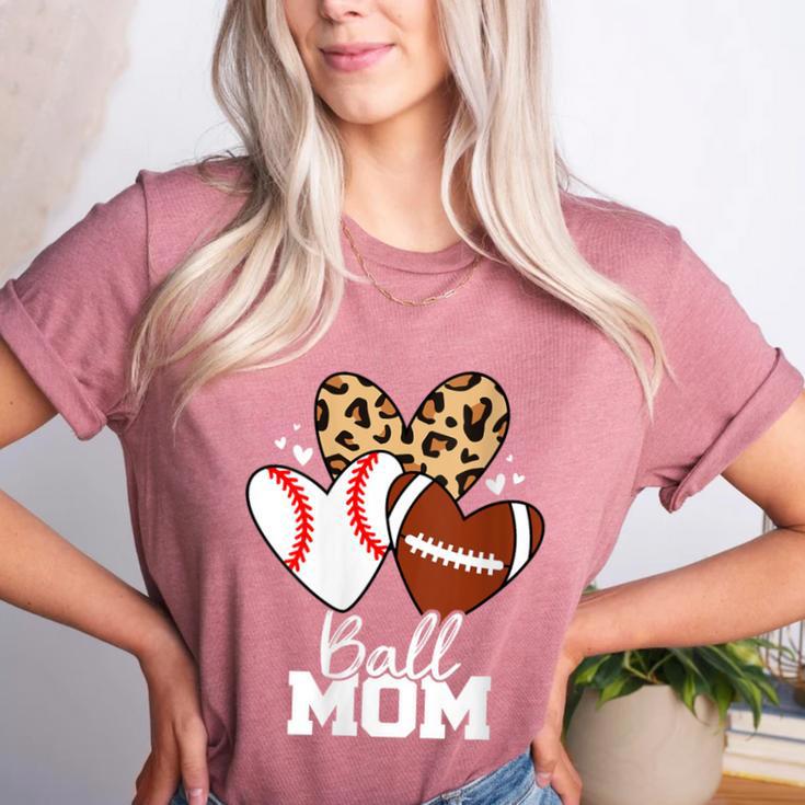 Ball Mom Football Baseball Mom Heart Women's Heather T-Shirt Ball Mom Football Baseball Mom Heart Women's Heather T-Shirt