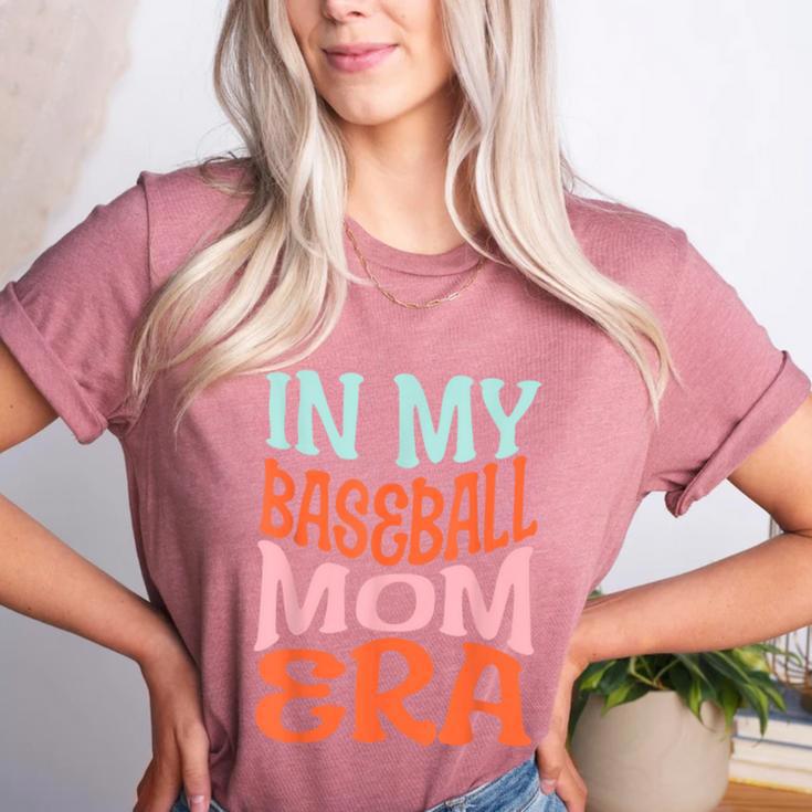 In My Baseball Mom Era Lover Groovy Retro Mother's Day Women's Heather T-Shirt