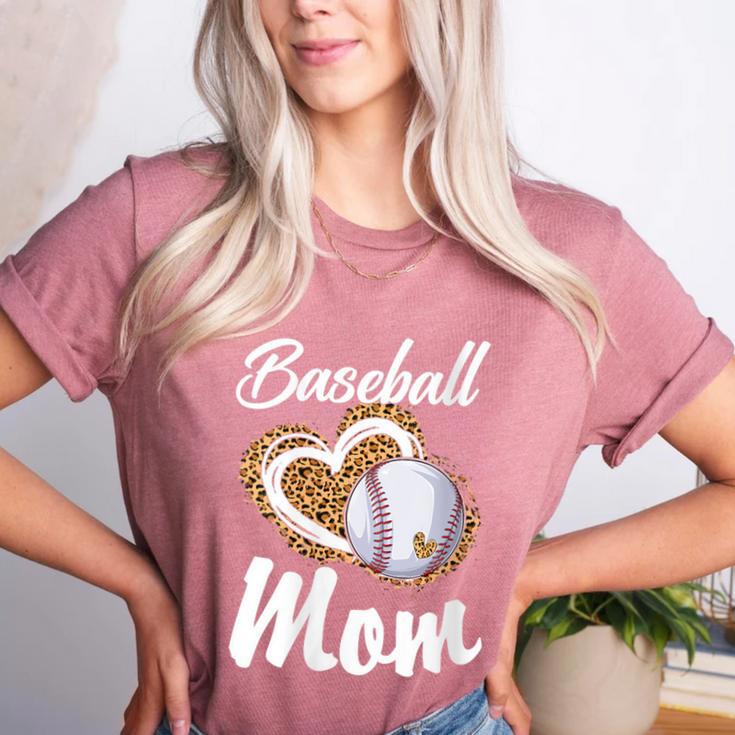 Baseball Mom Grandma Leopard Baseball Lover Fan Women's Heather T-Shirt