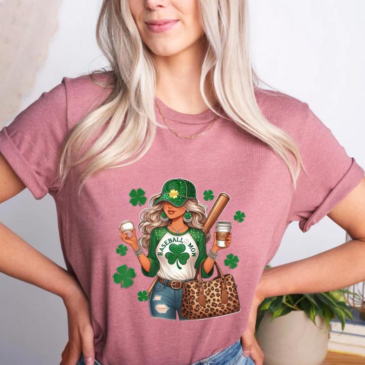 Baseball Mom Green Shamrock St Patrick Day Women Women's Heather T-Shirt Baseball Mom Green Shamrock St Patrick Day Women Women's Heather T-Shirt