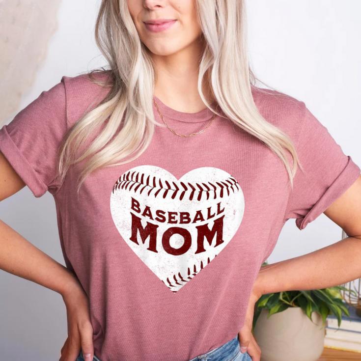 Baseball Mom Heart Love Mother's Day Game Day Support Women's Heather T-Shirt Baseball Mom Heart Love Mother's Day Game Day Support Women's Heather T-Shirt