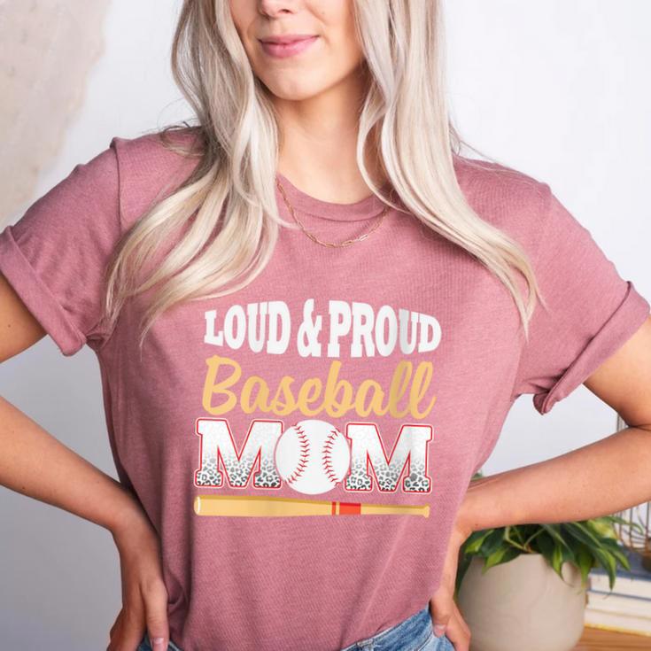 Baseball Mom Leopard Print Loud And Proud With Ball & Bat Women's Heather T-Shirt