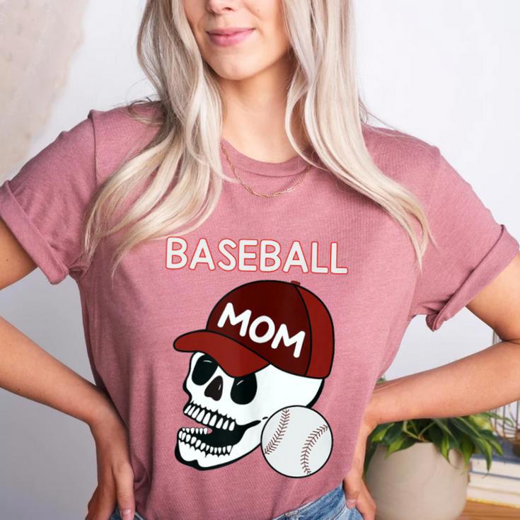 Baseball Mom Skull Sports Skeleton Women's Heather T-Shirt Baseball Mom Skull Sports Skeleton Women's Heather T-Shirt