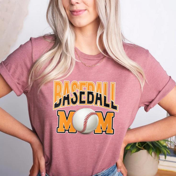 Baseball Mom Sports Orange Women's Heather T-Shirt