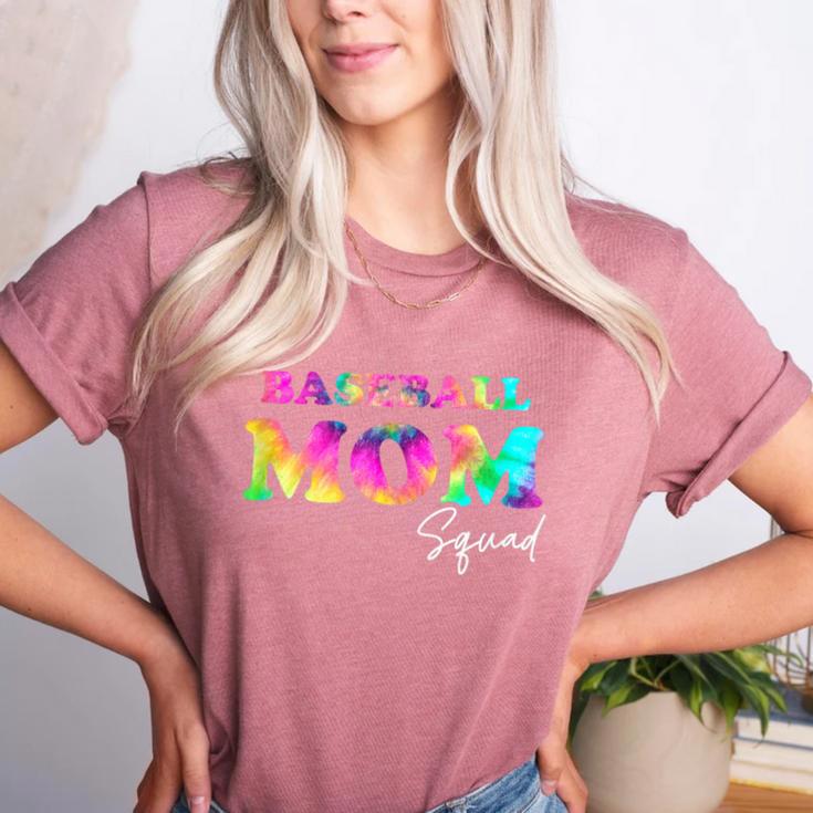 Baseball Mom Squad Tie Dye Cute Ball Mom Women's Heather T-Shirt Baseball Mom Squad Tie Dye Cute Ball Mom Women's Heather T-Shirt