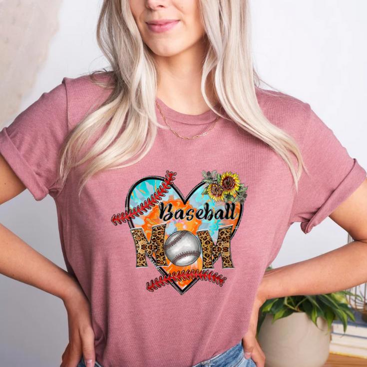 Baseball Mom Valentine Leopard Heart Softball Mother's Day Women's Heather T-Shirt Baseball Mom Valentine Leopard Heart Softball Mother's Day Women's Heather T-Shirt