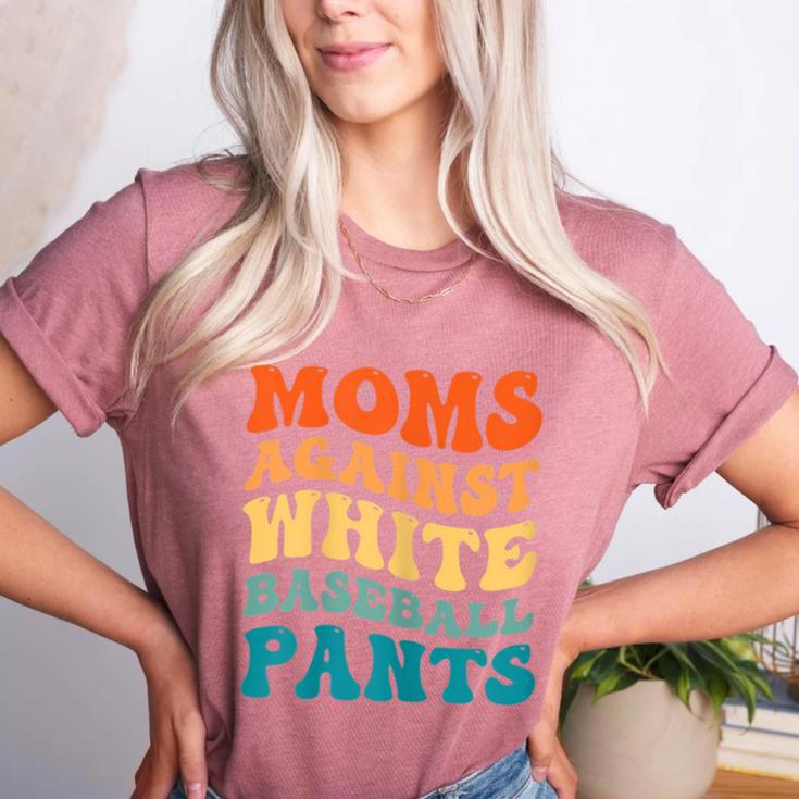 Baseball Moms Against Baseball Pants Groovy Softball Women's Heather T-Shirt
