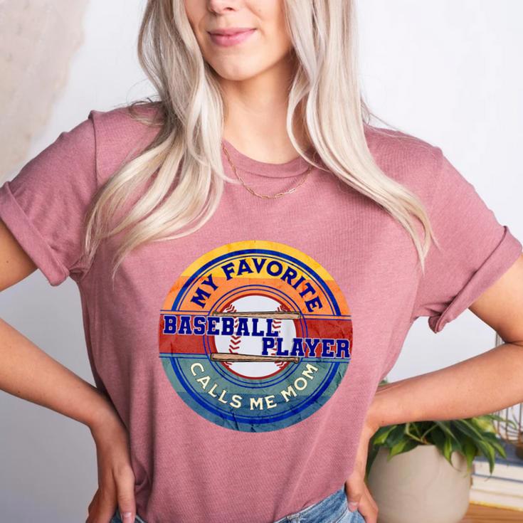 Baseball Moms My Favorite Baseball Player Call Me Moms Women's Heather T-Shirt Baseball Moms My Favorite Baseball Player Call Me Moms Women's Heather T-Shirt
