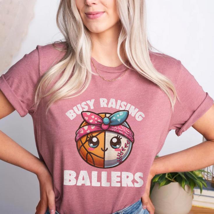 Busy Raising Ballers Basketball Baseball Mom For Women Women's Heather T-Shirt Busy Raising Ballers Basketball Baseball Mom For Women Women's Heather T-Shirt