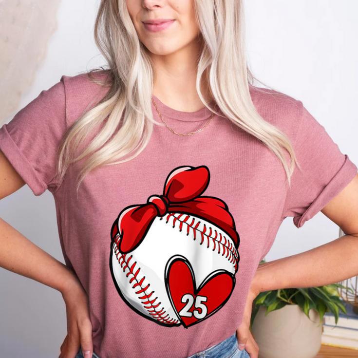 Custom Baseball Mom Number 25 Heart For Mom Mommy Raglan Baseball Tee Women's Heather T-Shirt
