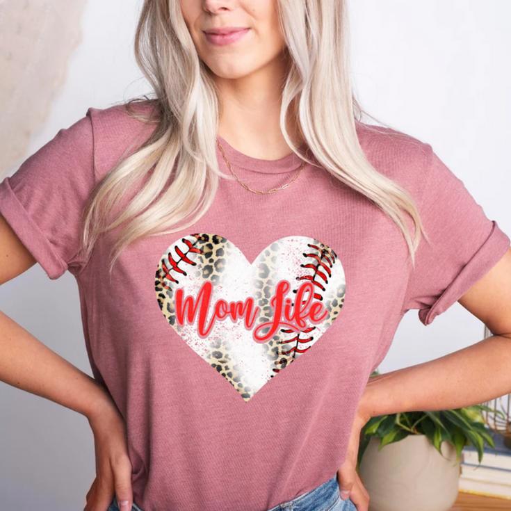 Cute Baseball Mom Heart Mother's Day Sport Mama Mom Life Women's Heather T-Shirt Cute Baseball Mom Heart Mother's Day Sport Mama Mom Life Women's Heather T-Shirt