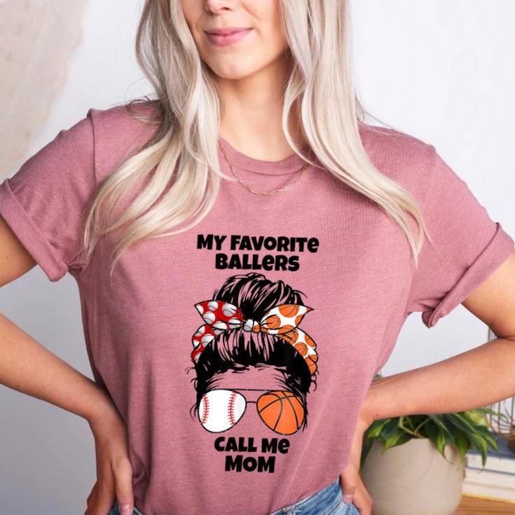 My Favorite Ballers Call Me Mom Basketball Mom Baseball Mom Women's Heather T-Shirt