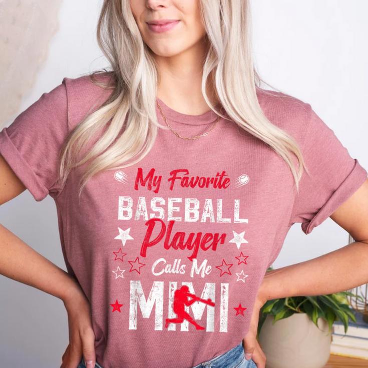 My Favorite Baseball Player Calls Me Mimi For Baseball Mom Women's Heather T-Shirt