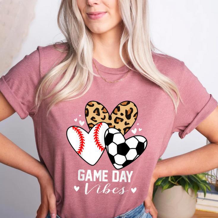 Game Day Vibes Soccer Baseball Mom Heart Women's Heather T-Shirt Game Day Vibes Soccer Baseball Mom Heart Women's Heather T-Shirt