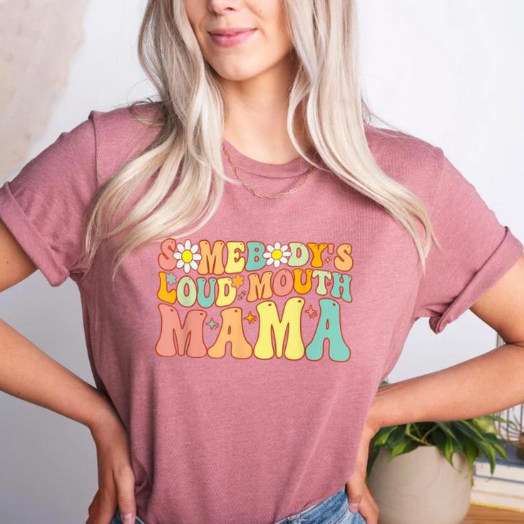 Groovy Somebody's Loud Mouth Mama Baseball Mom Mother's Day Women's Heather T-Shirt Groovy Somebody's Loud Mouth Mama Baseball Mom Mother's Day Women's Heather T-Shirt