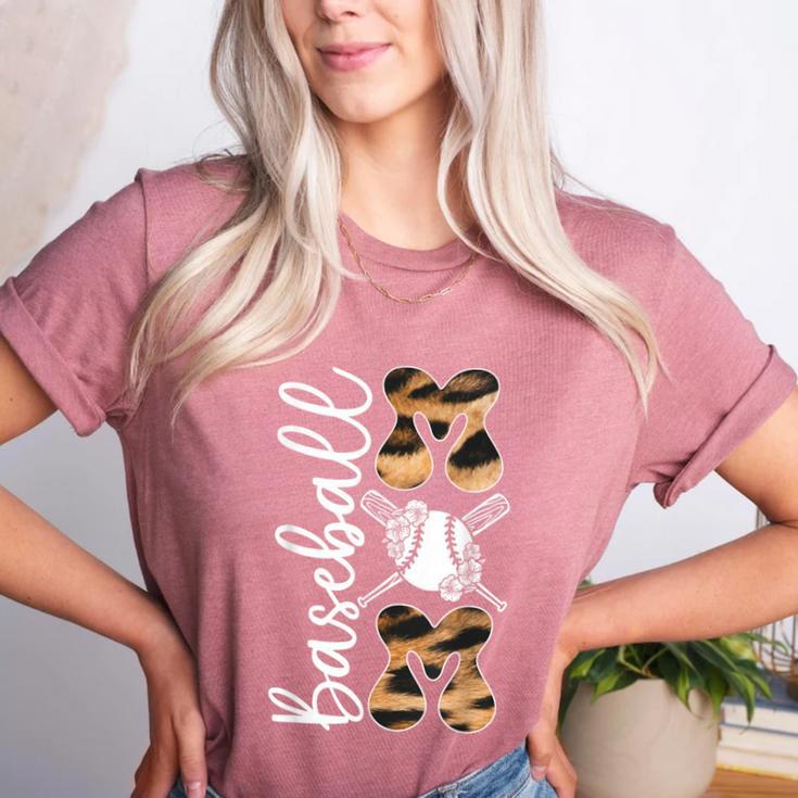 Happy Mother's Day Baseball Mom Leopard Softball Lover Women's Heather T-Shirt Happy Mother's Day Baseball Mom Leopard Softball Lover Women's Heather T-Shirt