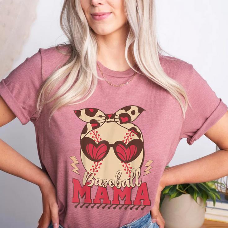 Heart Glasses Baseball Mama Baseball Mom Mother's Day Women's Heather T-Shirt