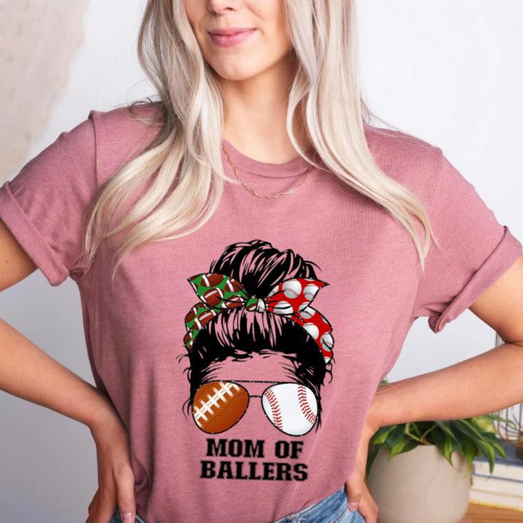 Mom Of Ballers Messy Bun Football Mom Baseball Mom Of Both Premium Tri-Blend Women's Heather T-Shirt Mom Of Ballers Messy Bun Football Mom Baseball Mom Of Both Premium Tri-Blend Women's Heather T-Shirt