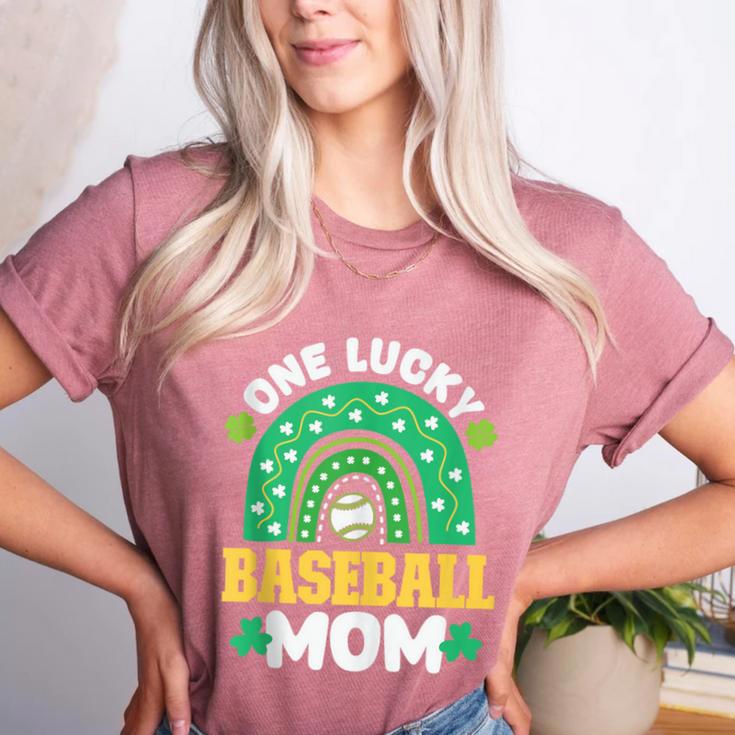 One Lucky Baseball Mom St Patricks Day Rainbow Mother Mama Women's Heather T-Shirt One Lucky Baseball Mom St Patricks Day Rainbow Mother Mama Women's Heather T-Shirt