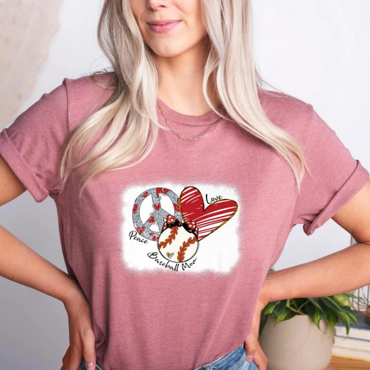 Peace Love Baseball Mom Mommy Premium Women's Heather T-Shirt