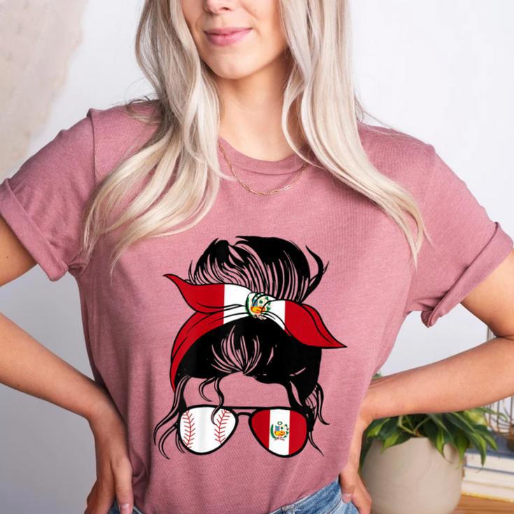Peruvian Baseball Mom Peru Flag Baseball Girl Women's Heather T-Shirt Peruvian Baseball Mom Peru Flag Baseball Girl Women's Heather T-Shirt