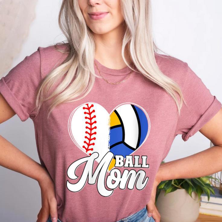 Proud Ball Mom Volleyball Baseball Mom Heart Women's Heather T-Shirt