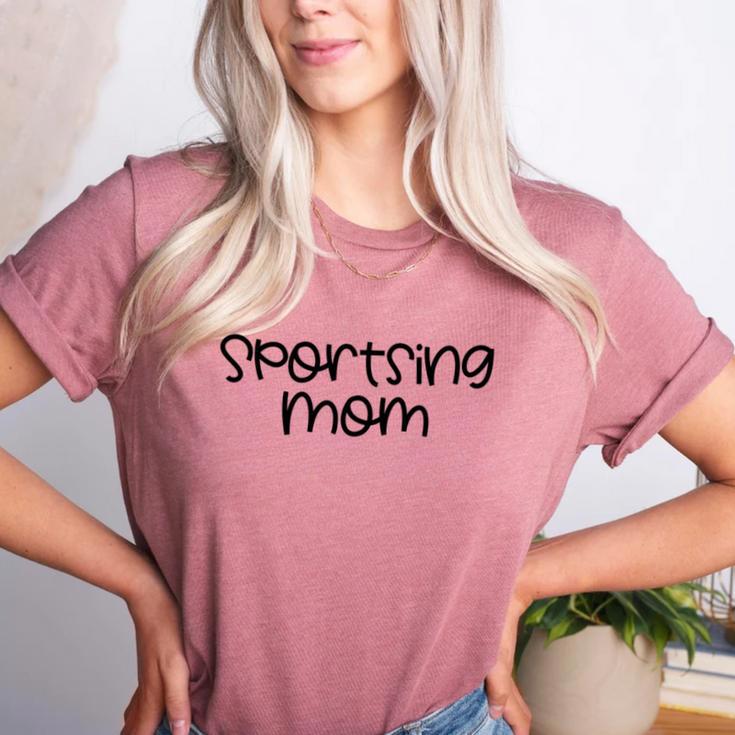 Sportsing Mom Sports Mom Baseball Mom Football Mom Women's Heather T-Shirt