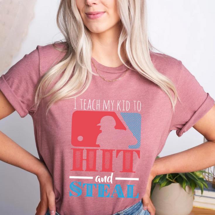 I Teach My Kid Baseball Mom Vintage Coach Baseball Women's Heather T-Shirt
