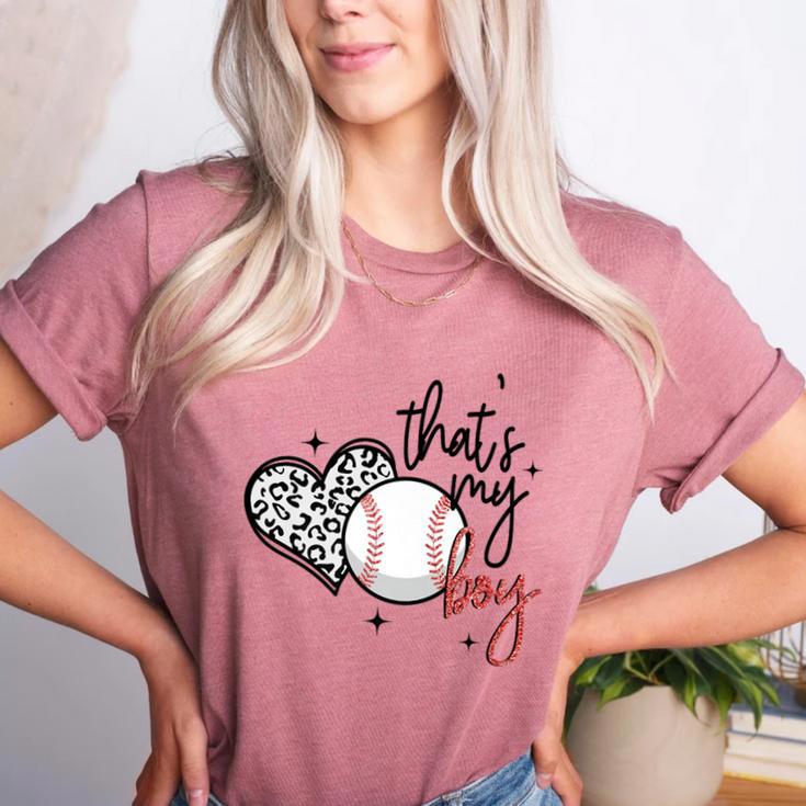 That's My Boy Leopard Heart Baseball Mom Premium Women's Heather T-Shirt