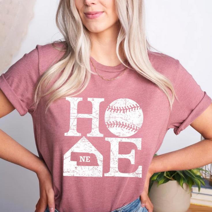 Vintage Baseball Home Nebraska State Outline Baseball Mom Women's Heather T-Shirt Vintage Baseball Home Nebraska State Outline Baseball Mom Women's Heather T-Shirt
