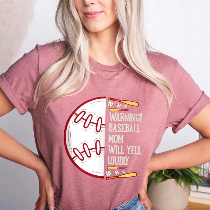 Warning Baseball Mom Will Yell Loudly Women's Heather T-Shirt Warning Baseball Mom Will Yell Loudly Women's Heather T-Shirt