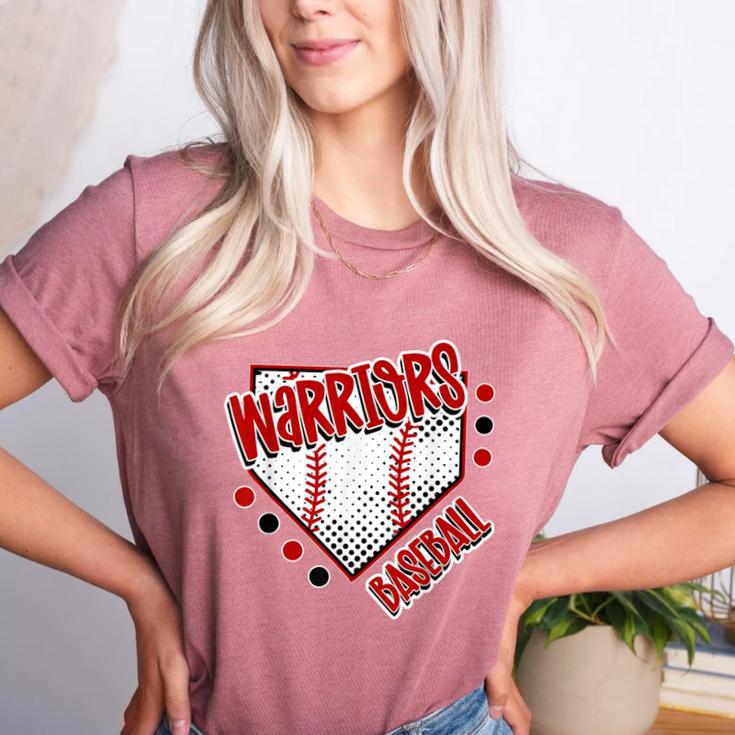 Warriors Home Plate Baseball Sports Baseball Mom Women's Heather T-Shirt Warriors Home Plate Baseball Sports Baseball Mom Women's Heather T-Shirt