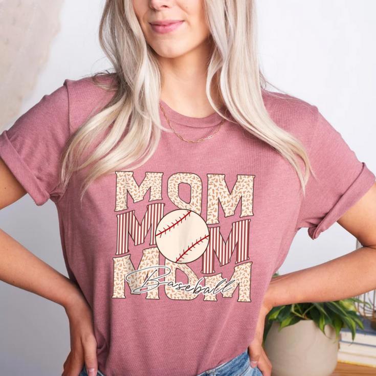 Women's Retro Baseball Mama Distressed Baseball Mom Life Women's Heather T-Shirt