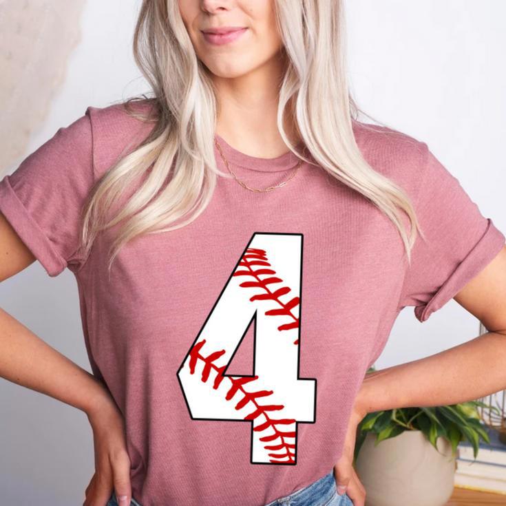 4 Laces 4th Birthday Boy Four Years Baseball Mom T-Shirt Women's Heather T-Shirt