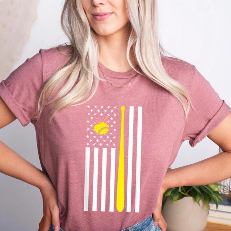 American Flag Baseball Mom Team Women's Heather T-Shirt