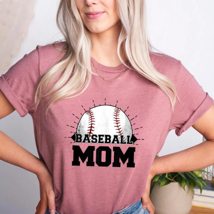 American Flag Patriotic Game Day Baseball Mom Women's Heather T-Shirt