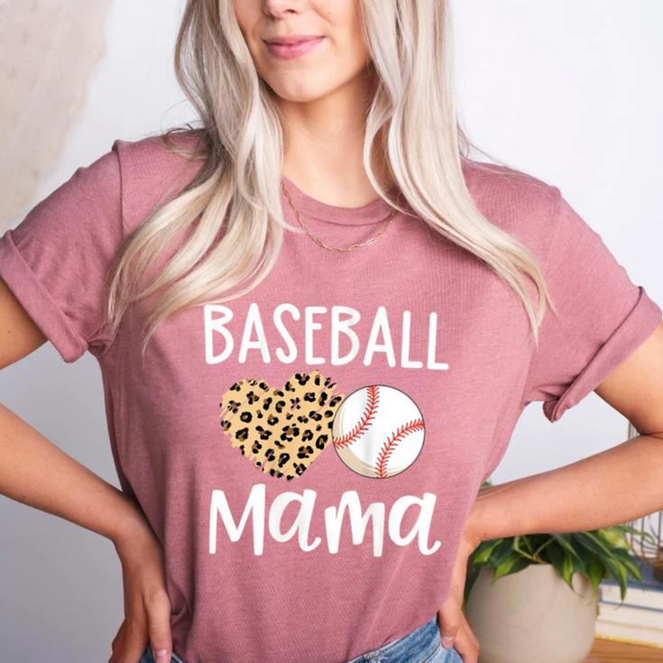 Baseball Mama For Baseball Mom Leopard Game Day Women's Heather T-Shirt