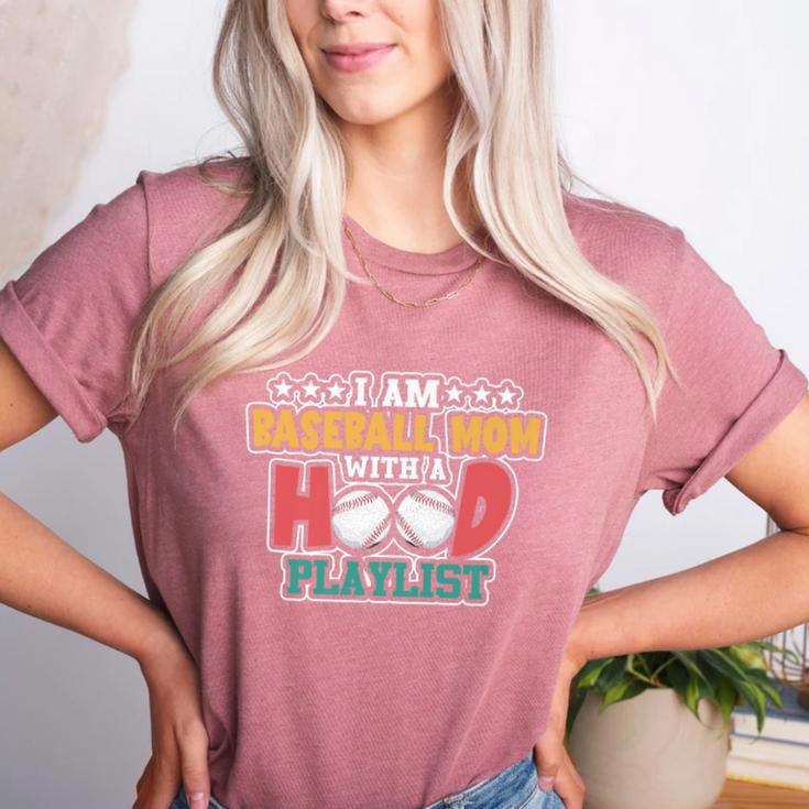 I Am A Baseball Mom With A Hood Playlist Premium Women's Heather T-Shirt