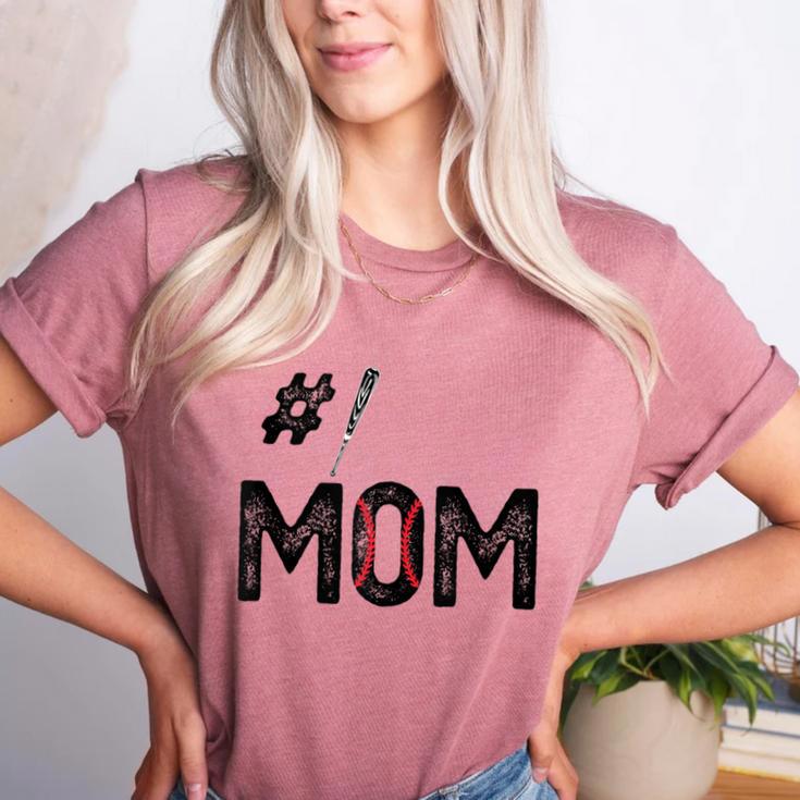 Baseball Mom Number One 1 Mother Baseball Lover Mother's Day Women's Heather T-Shirt