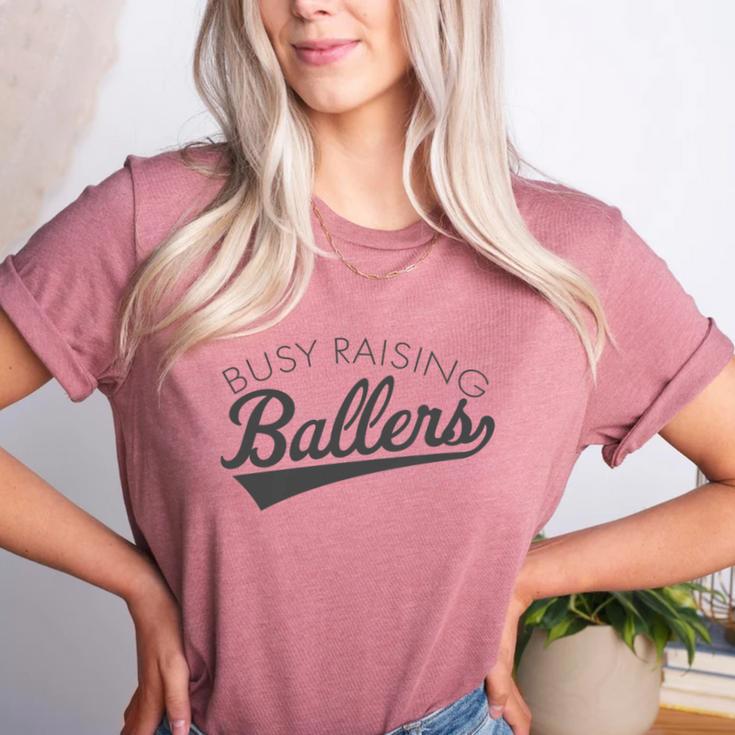 Busy Raising Ballers Baseball Mom & Parent Sports Premium Tri-Blend Women's Heather T-Shirt
