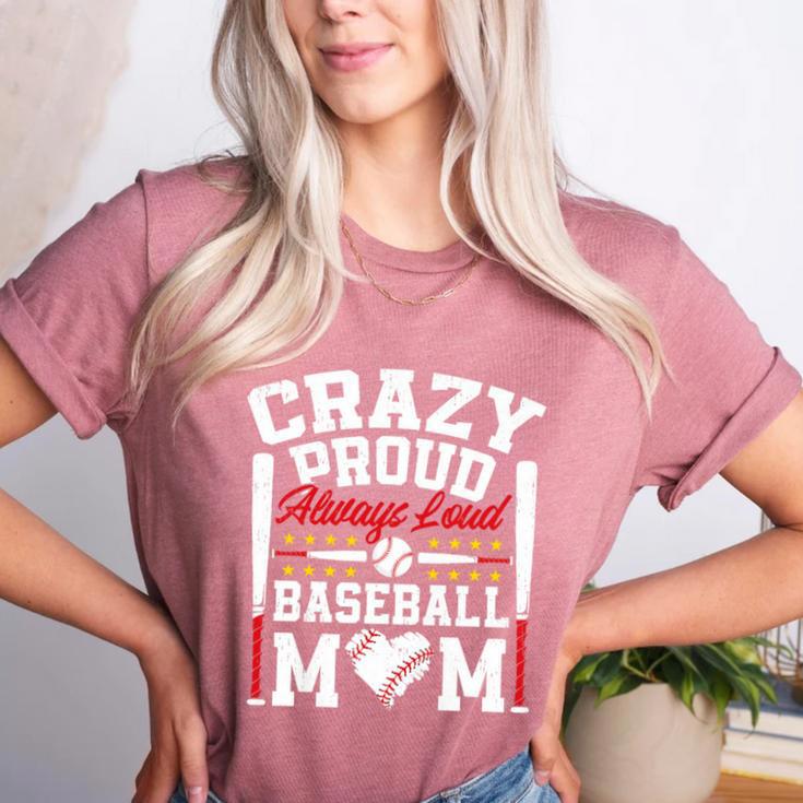 Crazy Proud Always Loud Baseball Mom Mother's Day Premium Women's Heather T-Shirt