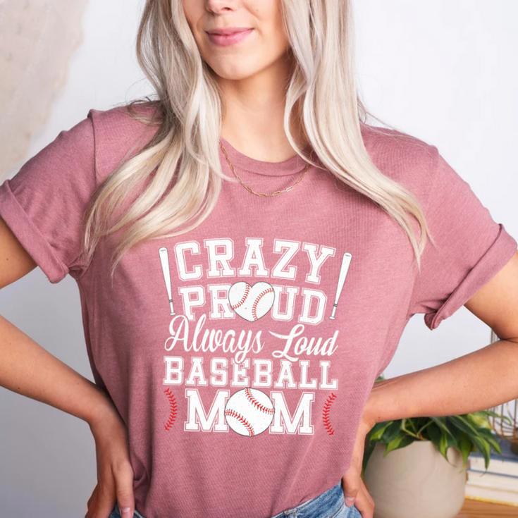 Crazy Proud Always Loud Baseball Mom Saying Graphic Premium Tri-Blend Women's Heather T-Shirt