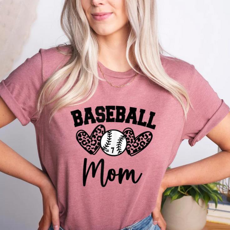 Custom Baseball Mom Number 7 Heart For Mom Women's Heather T-Shirt