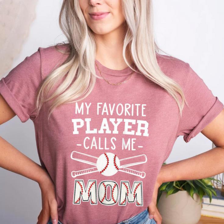 My Favorite Player Calls Me Mom Baseball Mom Game Day Women's Heather T-Shirt