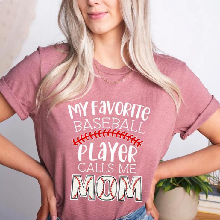 My Favorite Player Calls Me Mom Baseball Mom Women's Heather T-Shirt