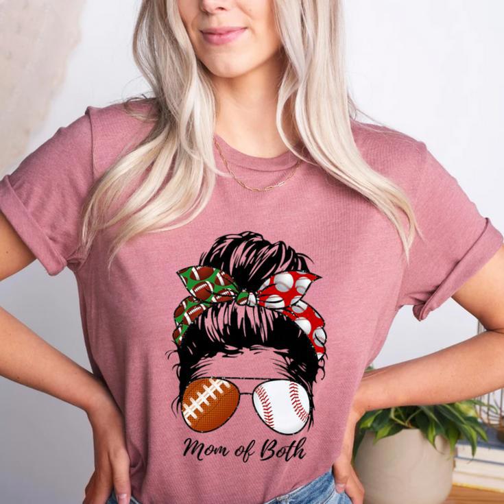 Football Mom Baseball Mom Of Both Messy Bun Mother's Day Premium Tri-Blend Women's Heather T-Shirt