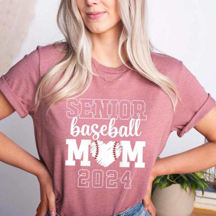 Senior Mom Baseball Player Son Senior Baseball Mom 2024 Women's Heather T-Shirt