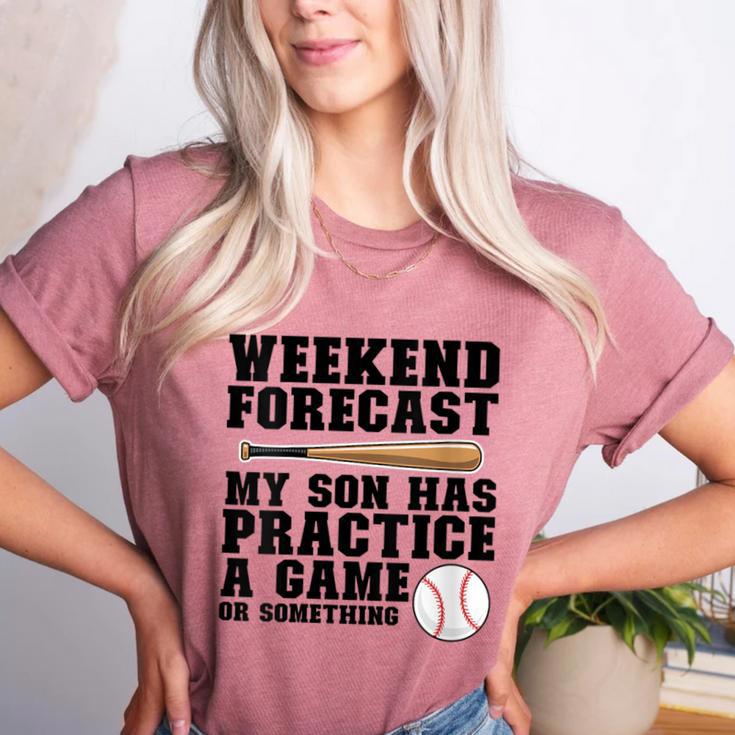 Weekend Forecast My Son Has Practice Baseball Mom Women's Heather T-Shirt