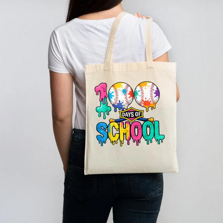 100 Days Of School Baseball Boys Kids Colorful 100th Day Canvas Tote Bag